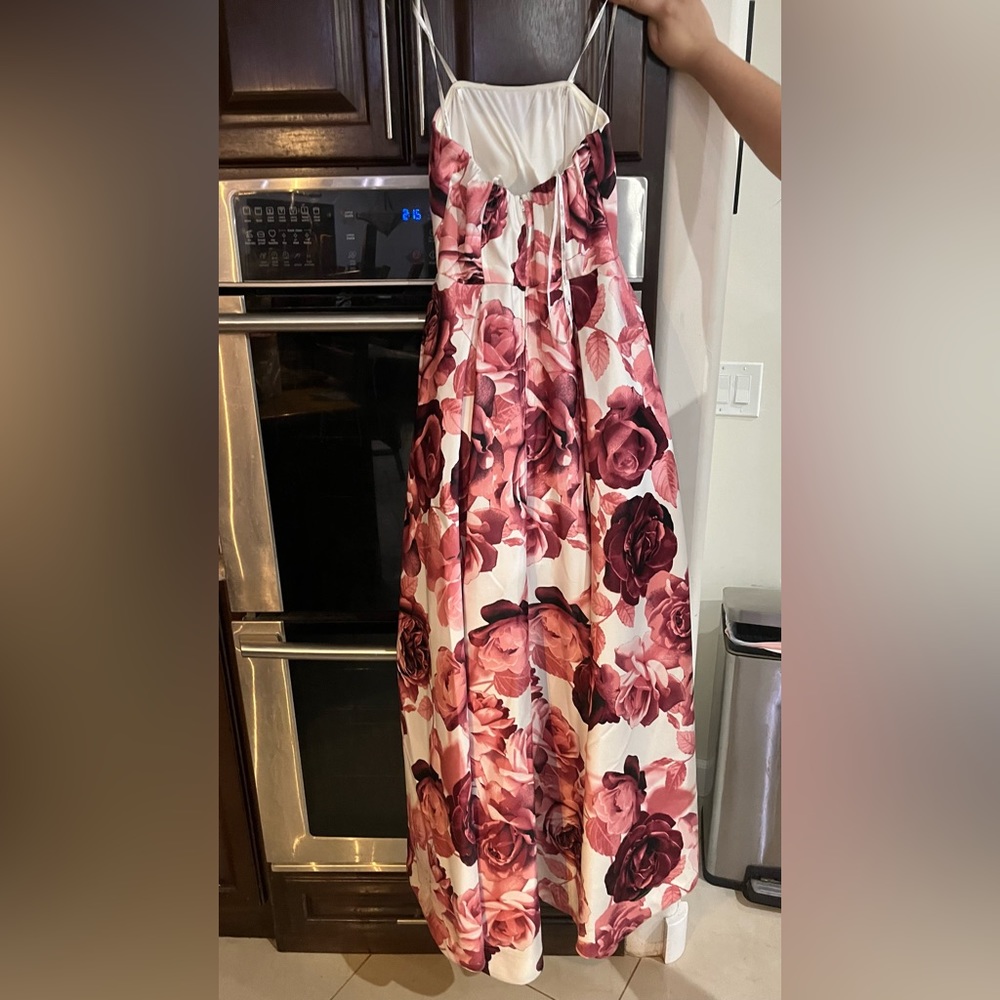 Long back short front floral dress